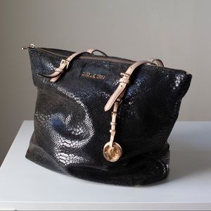 Michael Kors Black Faux Snakeskin Bag